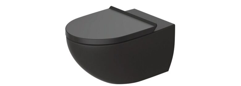 Duravit piekārtais pods ar SC vāku Architec Rimless 365x575mm, matēti melns